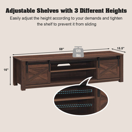65 Inch Flat Sliding Barn Door TV Stand