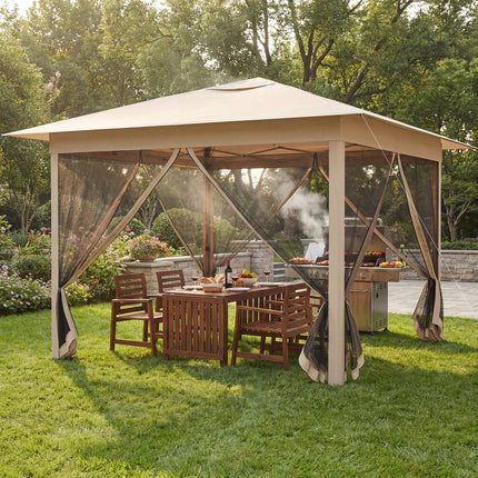 11.5 x 11.5 FT Pop-up Canopy Instant One-Person Setup with Mesh Screen Netting