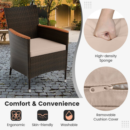 11 Pieces Patio Dining Set with 15 Feet Double-Sided Patio Umbrella and Base