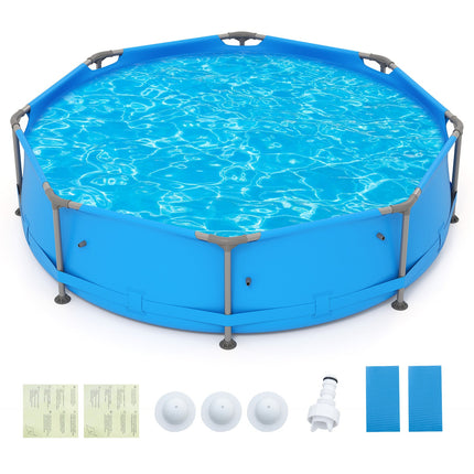 690/978/1158/1617 Gal Outdoor Family Swimming Pool with Metal Frame