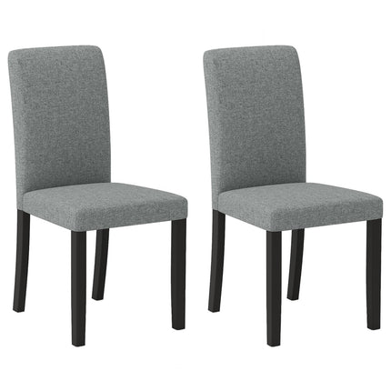 Dining Chair Set of 2 Mid-Century Modern Chairs with Rubber Wood Legs-Gray