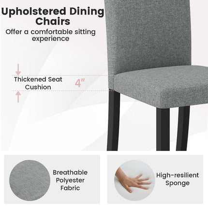 Dining Chair Set of 2 Mid-Century Modern Chairs with Rubber Wood Legs-Gray