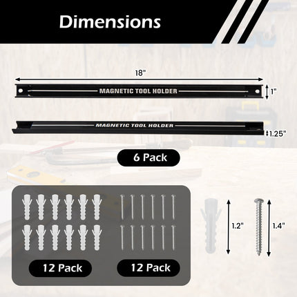 18 Inch Magnetic Tool Holder Strip with Mounting Screws