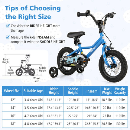 14 Inch Kids Bike with Removable Training Wheels for Aged 3-5 Years Old