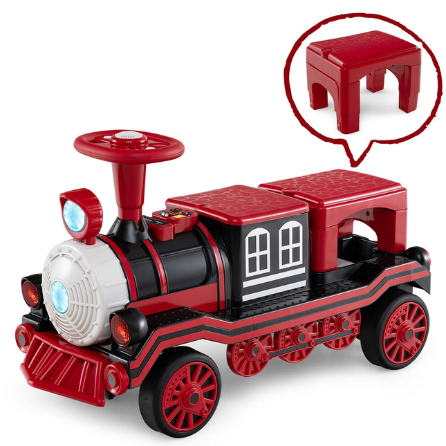 12V 2-Seater Ride on Toy with Train Whistle and Removable Chair