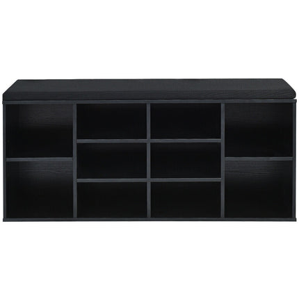 10-Cube Organizer Shoe Storage Bench with Cushion for Entryway