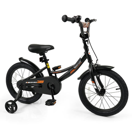12/14/16/18 Inches Kids Bike with Removable Training Wheels and Adjustable Seatfor 3-8 Years Old Black