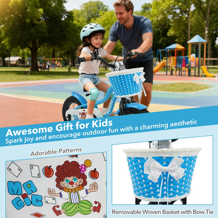 12/14/16 Inch Kids Bike with Training Wheels and Basket Navy Color