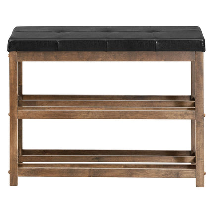 2-Tier Wooden Shoe Rack Bench with Padded Seat