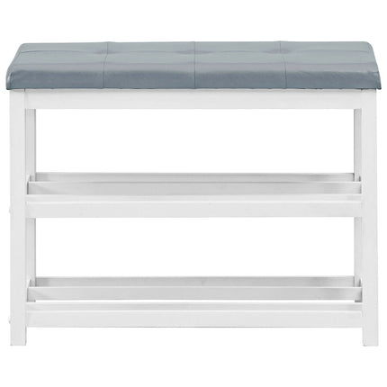2-Tier Wooden Shoe Rack Bench with Padded Seat