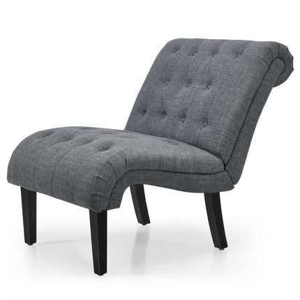 Cotton Linen Fabric Armless Accent Chair with Adjustable Foot Pads