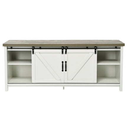 TV Stand Media Center Console Cabinet with Sliding Barn Door