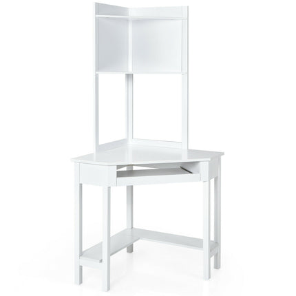Corner Computer Desk with Hutch and Storage Shelves