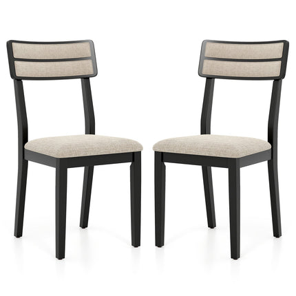 Modern Dining Chairs Set of 2 with Tilt Backrest for Dining Room-Black