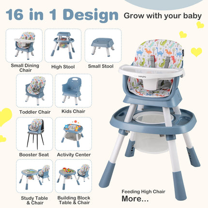 16-in-1 Baby High Chair with Activity Center and Booster Seat for Babies and Toddlers