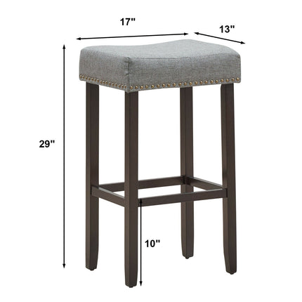 Set of 2 Nailhead Saddle Bar Stools 29 Inch Height