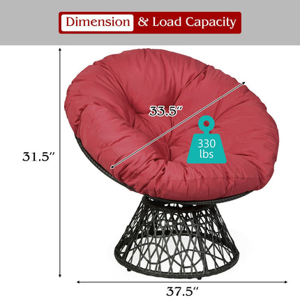Rattan Papasan Chair Ergonomic 360-degree Swivel Soft Cushion Garden