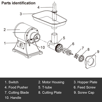Heavy Duty 1.5HP 1100W 550LB/h Commercial Grade Meat Grinder