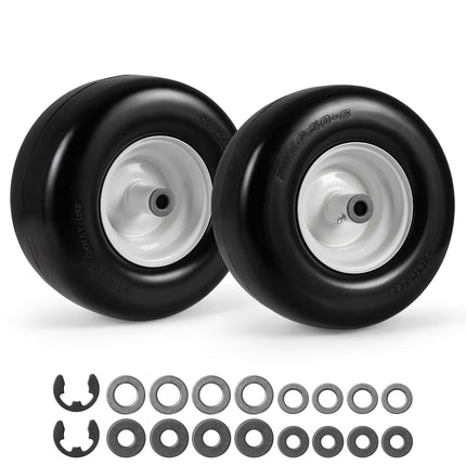 13 x 6.50-6 Flat Free Tires and Wheels 2 Pack Solid Rubber Tires-White