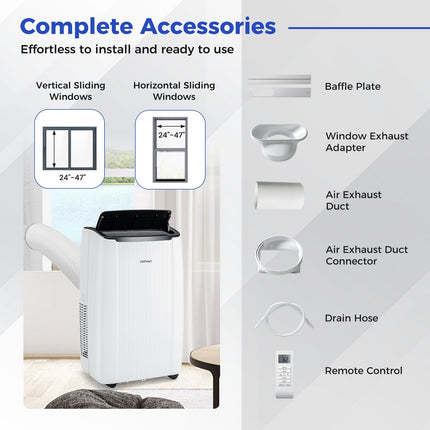 12000 BTU Portable Air Conditioner 4-in-1 Smart WiFi Enabled Home AC Unit with Heat