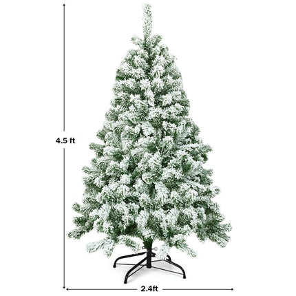 4.5 Feet Snow Flocked Artificial Christmas Tree with 400 Tips