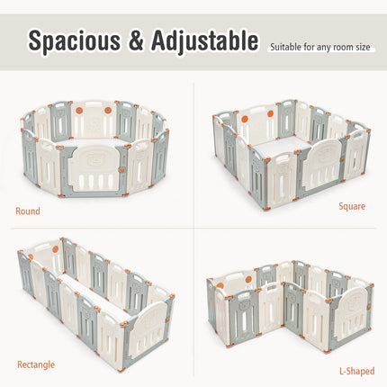 Foldable Baby Playpen 14 Panel Activity Center Safety Play Yard