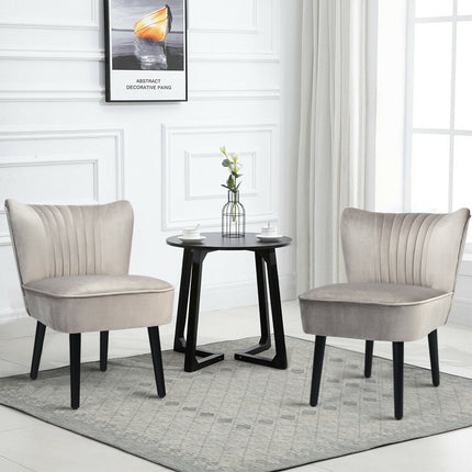 Set of 2 Upholstered Modern Leisure Club Chairs with Solid Wood Legs