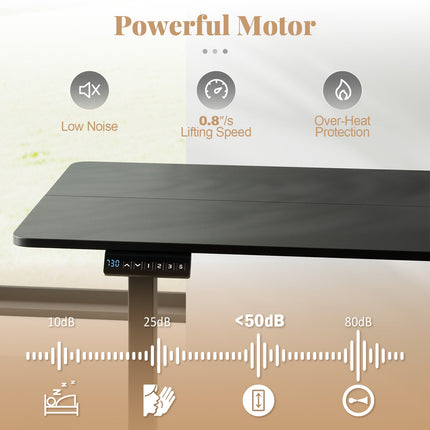 48 Inch x 24 Inch Ergonomic Electric Standing Desk with 3 Memory Settings for Home Office
