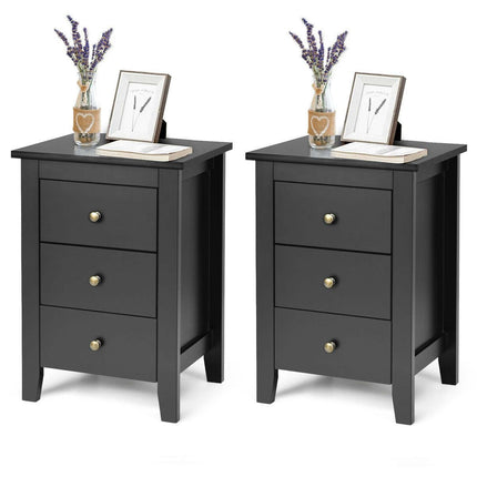 Set of 2 Nightstand End Beside Table Drawers