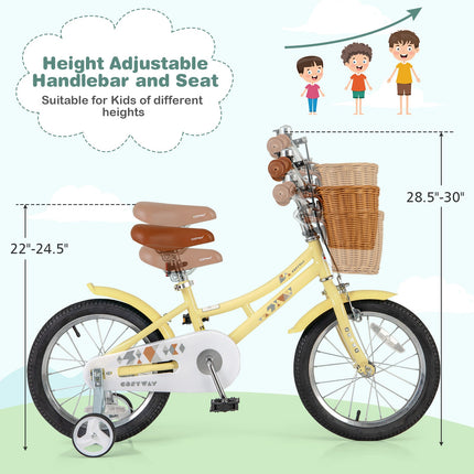 18 Inch Kids Bike Adjustable Bicycle with Reflectors and Bell for Children 4-8 Years Old-18 inches