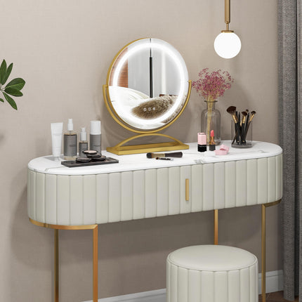 16 Inch Round Makeup Vanity Mirror with 3 Color Dimmable LED Lighting