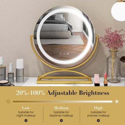 16 Inch Round Makeup Vanity Mirror with 3 Color Dimmable LED Lighting