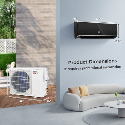 Energy Star Certified 18000 BTU 21 SEER2 208-230V Mini Split Air Conditioner and Heater Black Wifi Enabled