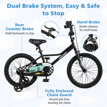 18 Inch Kids Bike Adjustable for 4-8 Years Old with Low-Step Frame