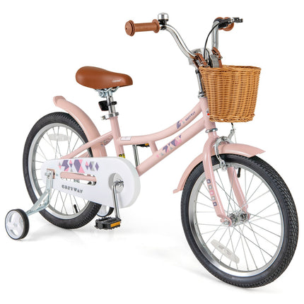 14 Inch Kids Bike Retro Bicycle with Adjustable Height and Basket for Ages 3-5 Years Old-