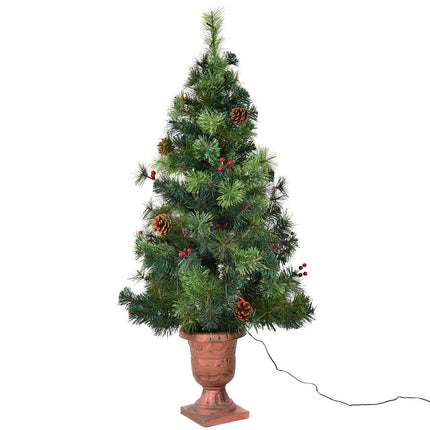 LED Christmas Tree with Red Berries Pine Cones