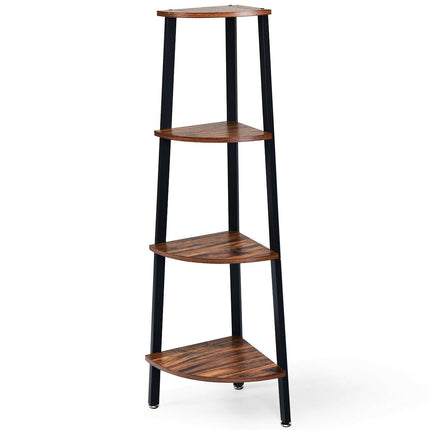 4-Tier Corner Shelf Metal Storage Rack Domestic Bookcase