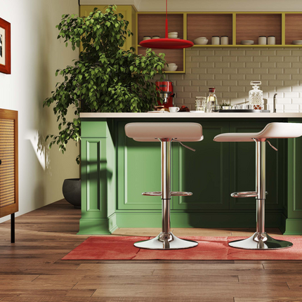 5-Piece Kitchen & Dining Bundle: Adjustable Bar Stools (Set of 2) + Stackable Stools (Set of 6) + Rattan Storage Sideboard