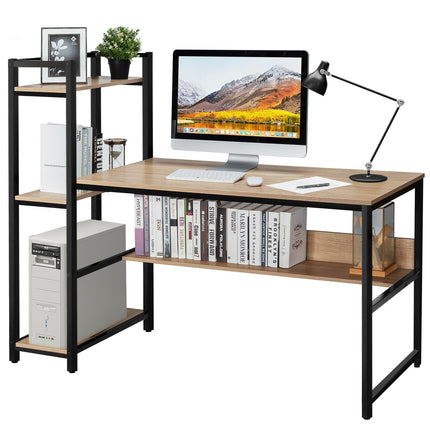59-Inch Computer Desk Home Office Workstation 4-Tier Storage Shelves