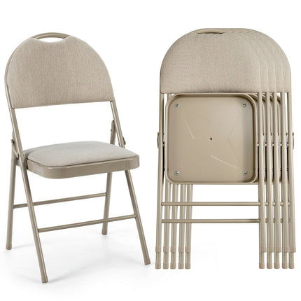 Set of 6 Folding Fabric Upholstered Metal Chairs