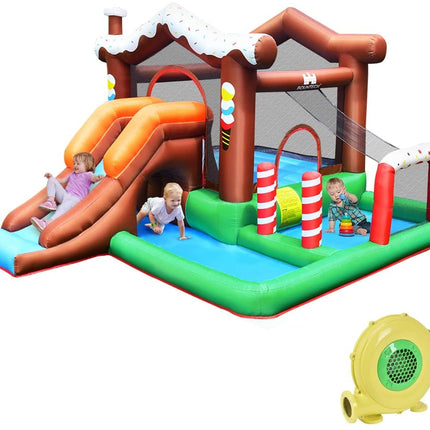 Outdoor Indoor Inflatable Kids Bounce House with 480W Air Blower