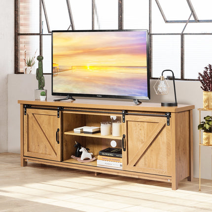 TV Stand Media Center Console Cabinet with Sliding Barn Door