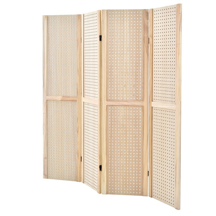 4-Panel Pegboard Display 5 Feet Tall Folding Privacy Screen for Craft Display Organized