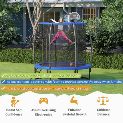 8/10 Feet Recreational Trampoline with Basketball Hoop