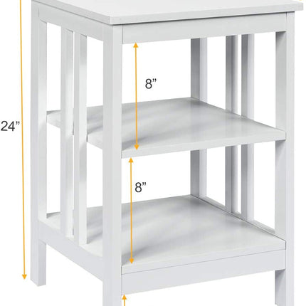 3-Tier Nightstand Sofa Side Table with Baffles and Round Corners