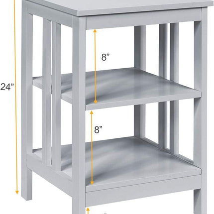 3-Tier Nightstand Sofa Side Table with Baffles and Round Corners