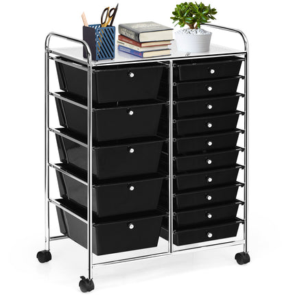 15-Drawer Utility Rolling Cart with Drawers Multi-Use Storage-Icecream Multicolor