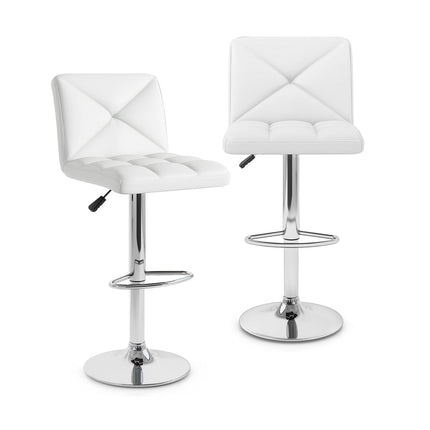 PU Leather Upholstered Bar Stools Set of 2 with Back and Adjustable Height