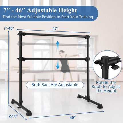 4 Feet Double Ballet Barre Bar with Adjustable Height