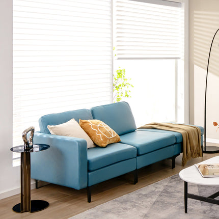 Modular 3-Seat L-shaped Sectional Sofa with Reversible Chaise and 2 USB Ports-Green